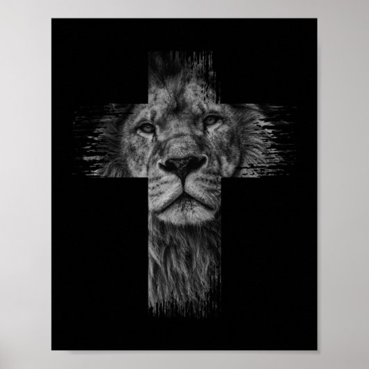 Christliches Jesus Lion of Stamm Judah Cross Gesch Poster (Vorne)