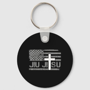 Christliches Jiu Jitsu Amerikanische Flagge Kreuz Schlüsselanhänger