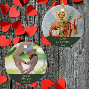 Christliches katholisches Foto Glücklicher Valenti Keramik Ornament