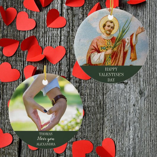Christliches katholisches Foto Glücklicher Valenti Keramik Ornament