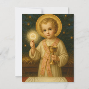 Christliches Kind mit Eucharistischer Weihnachtska Postkarte