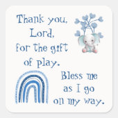 Christliches Kindergebet Blau | Quadratischer Aufkleber (Vorderseite)