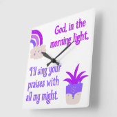 Christliches Kindergebet Lila & blau | Quadratische Wanduhr (Winkel)