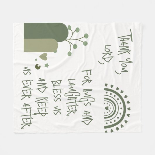 Christliches Kindergebet Olive Green | Fleecedecke (Vorderseite (Horizontal))