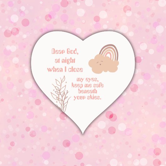 Christliches Kindergebet Rosa | Herz-Aufkleber