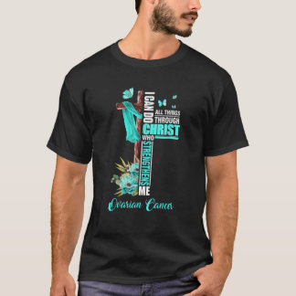 Christliches Kreuz Aquamarine Ribbon Survivor Kämp T-Shirt