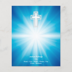 Christliches Kreuz auf blauem Hintergrund Flyer