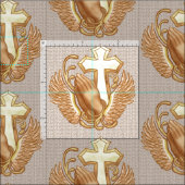 Christliches Kreuz der Gebet-Hände Stoff (Kachel)