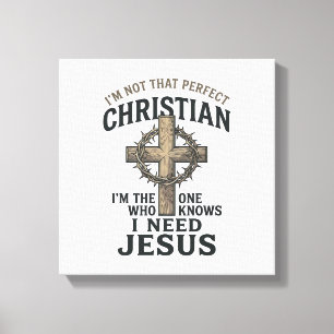 Christliches Kreuz Dornenkrone Vintage-Glaubens-Sh Leinwanddruck