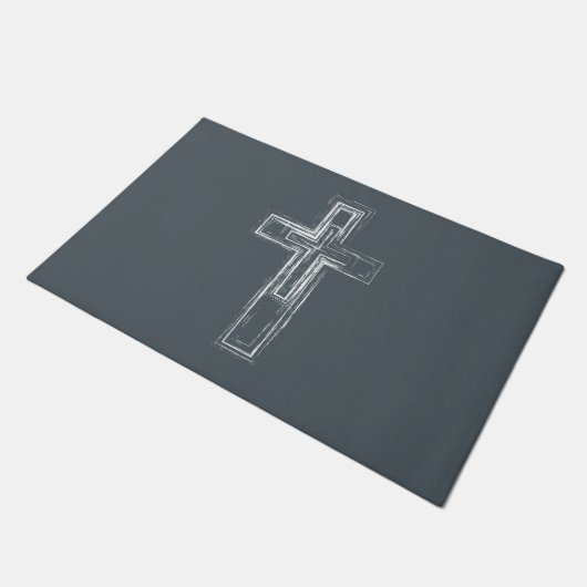 Christliches Kreuz Fußmatte (Schrägansicht)