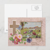 Christliches Kreuz Gänseblümchen Kuhweide Postkarte (Vorne/Hinten)