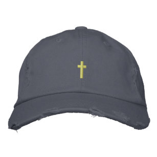 Christliches Kreuz gestickter Hut