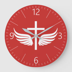 Christliches Kreuz Große Wanduhr