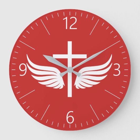 Christliches Kreuz Große Wanduhr (Vorderseite)