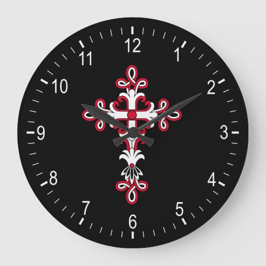 Christliches Kreuz Große Wanduhr (Vorderseite)
