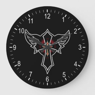 Christliches Kreuz Große Wanduhr