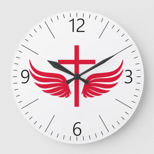 Christliches Kreuz Große Wanduhr (Vorderseite)