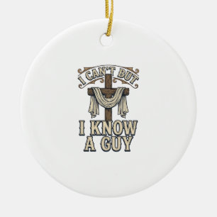 Christliches Kreuz Ich Kenne Einen Typ Vintage-Shi Keramik Ornament