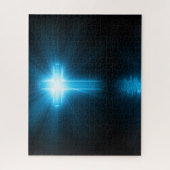 Christliches Kreuz im blauen Licht Puzzle (Vertikal)