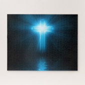 Christliches Kreuz im blauen Licht Puzzle (Horizontal)