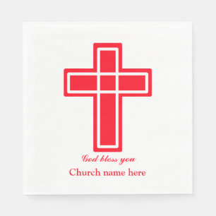 Christliches Kreuz im Rot Serviette