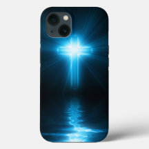 Christliches Kreuz in blauem Licht