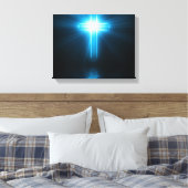 Christliches Kreuz in blauem Licht Leinwanddruck (Insitu (Schlafzimmer))