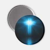 Christliches Kreuz in blauem Licht Magnet (Vorderseite/Rückseite)