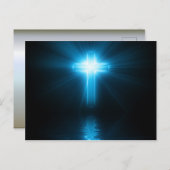 Christliches Kreuz in blauem Licht Postkarte (Vorne/Hinten)