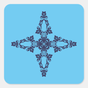 Christliches Kreuz in Himmelblau-Kunst Quadratischer Aufkleber