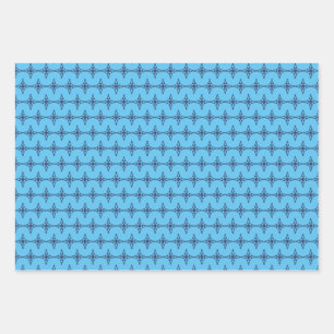 Christliches Kreuz in himmlisch blauem Kunstwerk Geschenkpapier Set