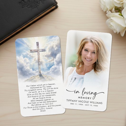 Christliches Kreuz In Loving Memory Gebetskarten