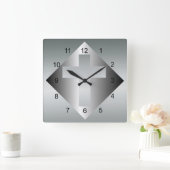 Christliches Kreuz in Silber Quadratische Wanduhr (Zuhause)