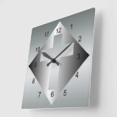 Christliches Kreuz in Silber Quadratische Wanduhr (Winkel)