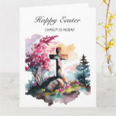 Christliches Kreuz Jesus Christus Risen Frohe Oste Karte (Gelbe Blume)