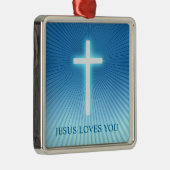 Christliches Kreuz | Jesus Liebe Sie Silbernes Ornament (Rechts)