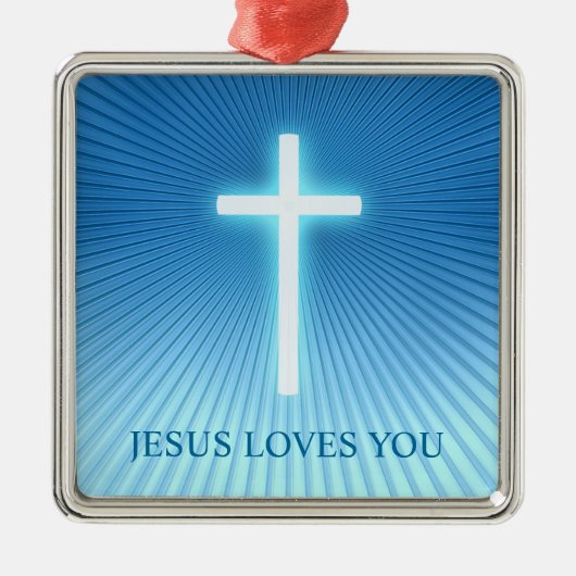 Christliches Kreuz | Jesus Liebe Sie Silbernes Ornament (Vorne)