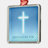 Christliches Kreuz | Jesus Liebe Sie Silbernes Ornament (Links)