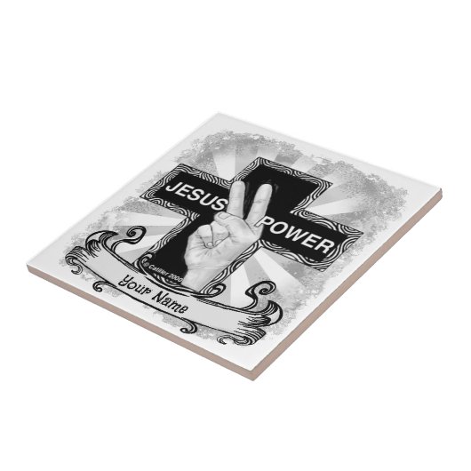 Christliches Kreuz Jesus Power Fliese (Seite)