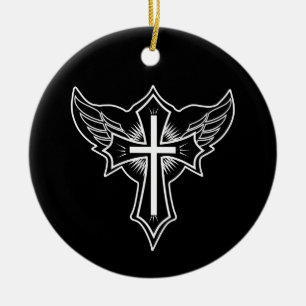 Christliches Kreuz Keramik Ornament