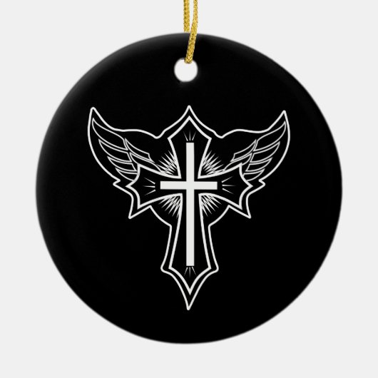 Christliches Kreuz Keramik Ornament (Vorne)