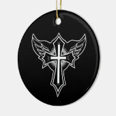 Christliches Kreuz Keramik Ornament (Links)