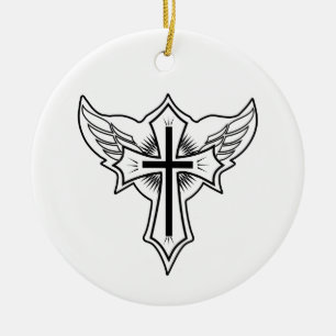Christliches Kreuz Keramik Ornament