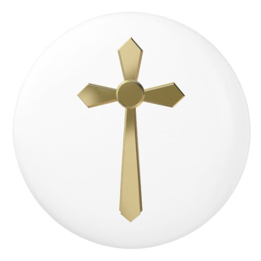 Christliches Kreuz Keramikknauf (Vorderseite)
