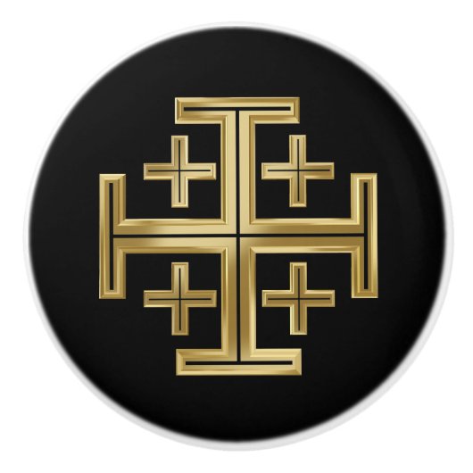 Christliches Kreuz Keramikknauf (Vorderseite)