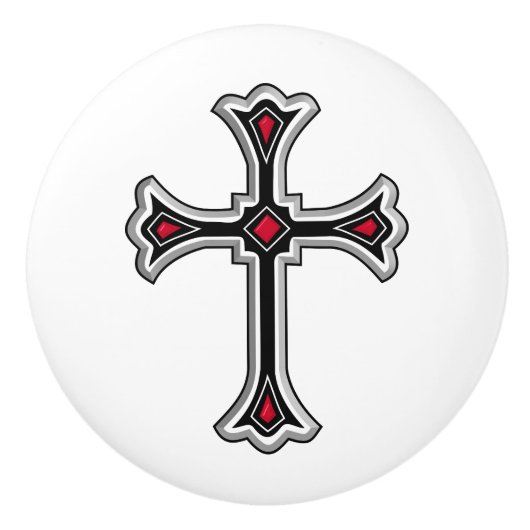 Christliches Kreuz Keramikknauf (Vorderseite)