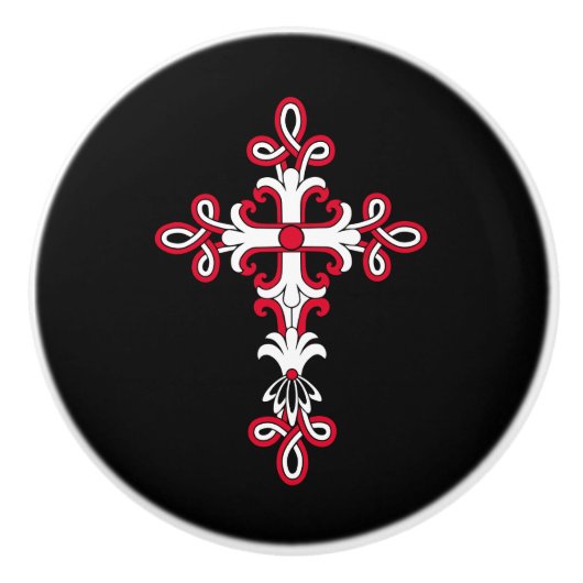 Christliches Kreuz Keramikknauf (Vorderseite)
