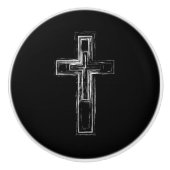 Christliches Kreuz Keramikknauf (Vorderseite)