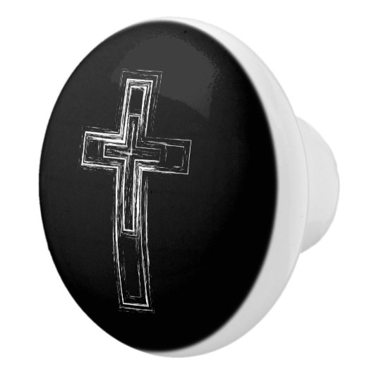 Christliches Kreuz Keramikknauf (Rechts)