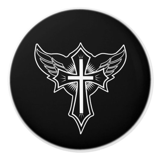 Christliches Kreuz Keramikknauf (Vorderseite)